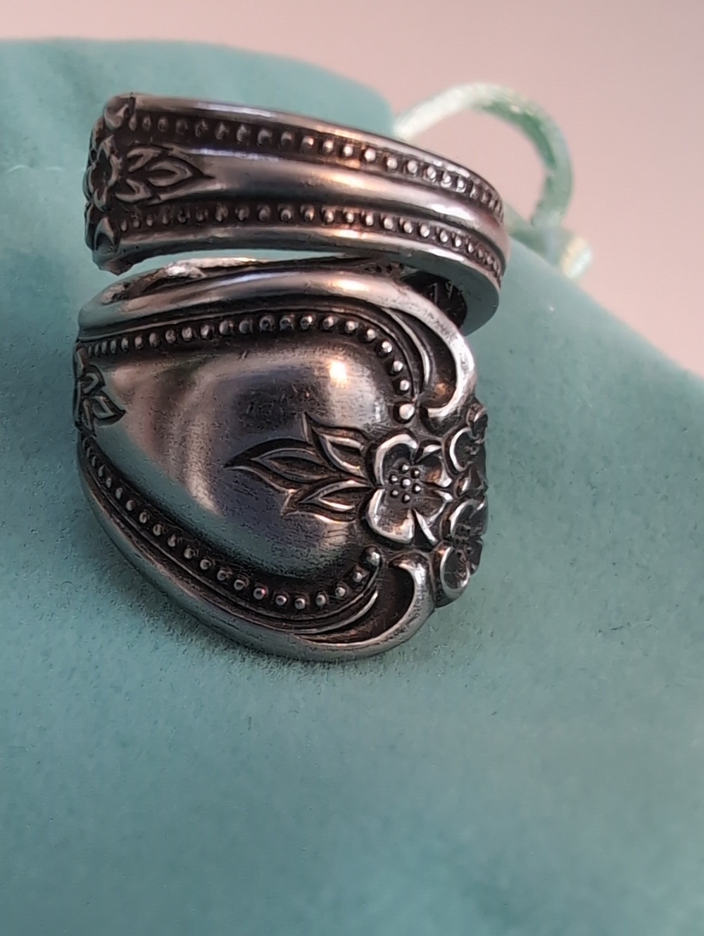 Floral Spoon Wrap Ring in Silver-Tone
